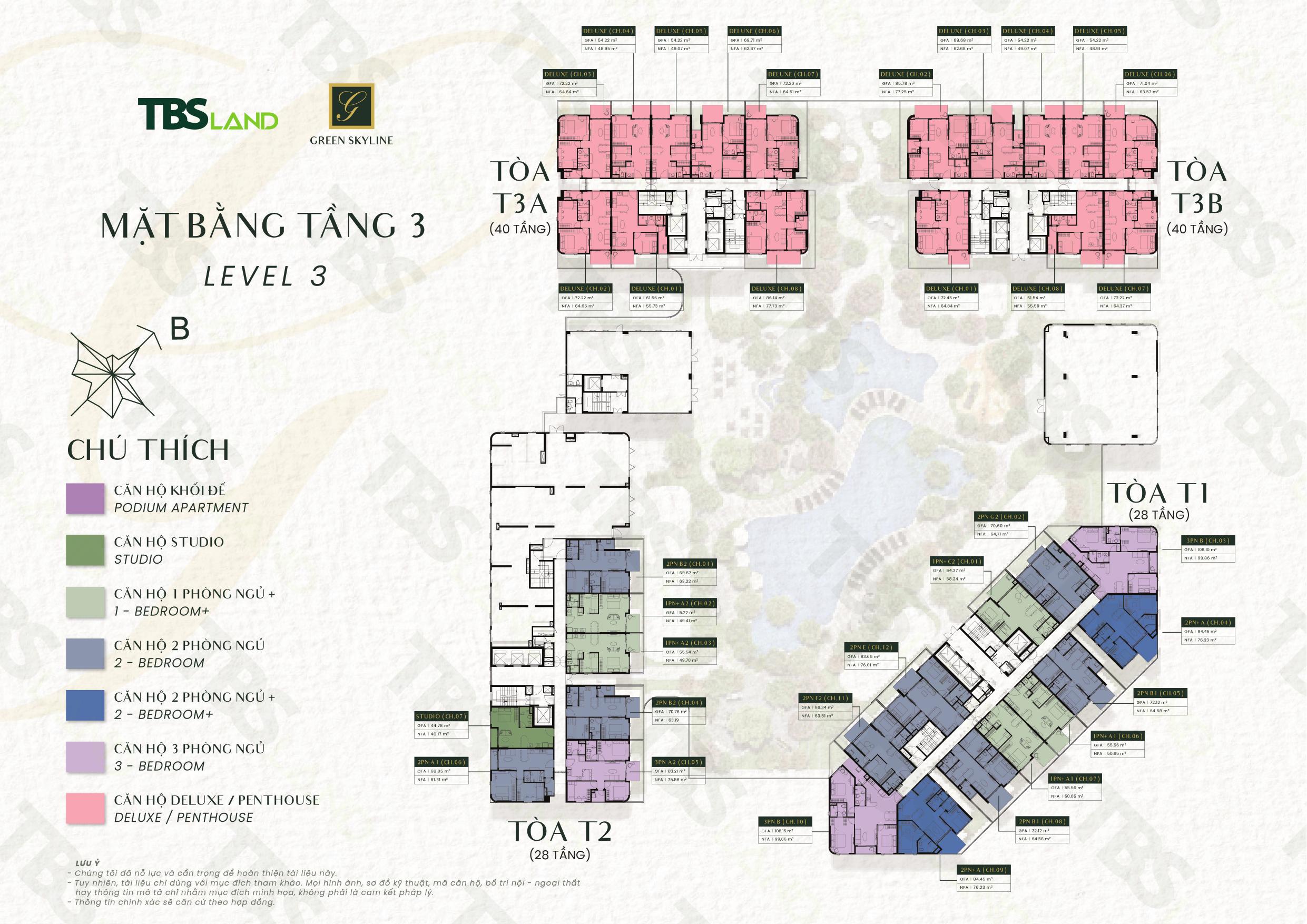 Mặt bằng tầng 3 - Green Skyline