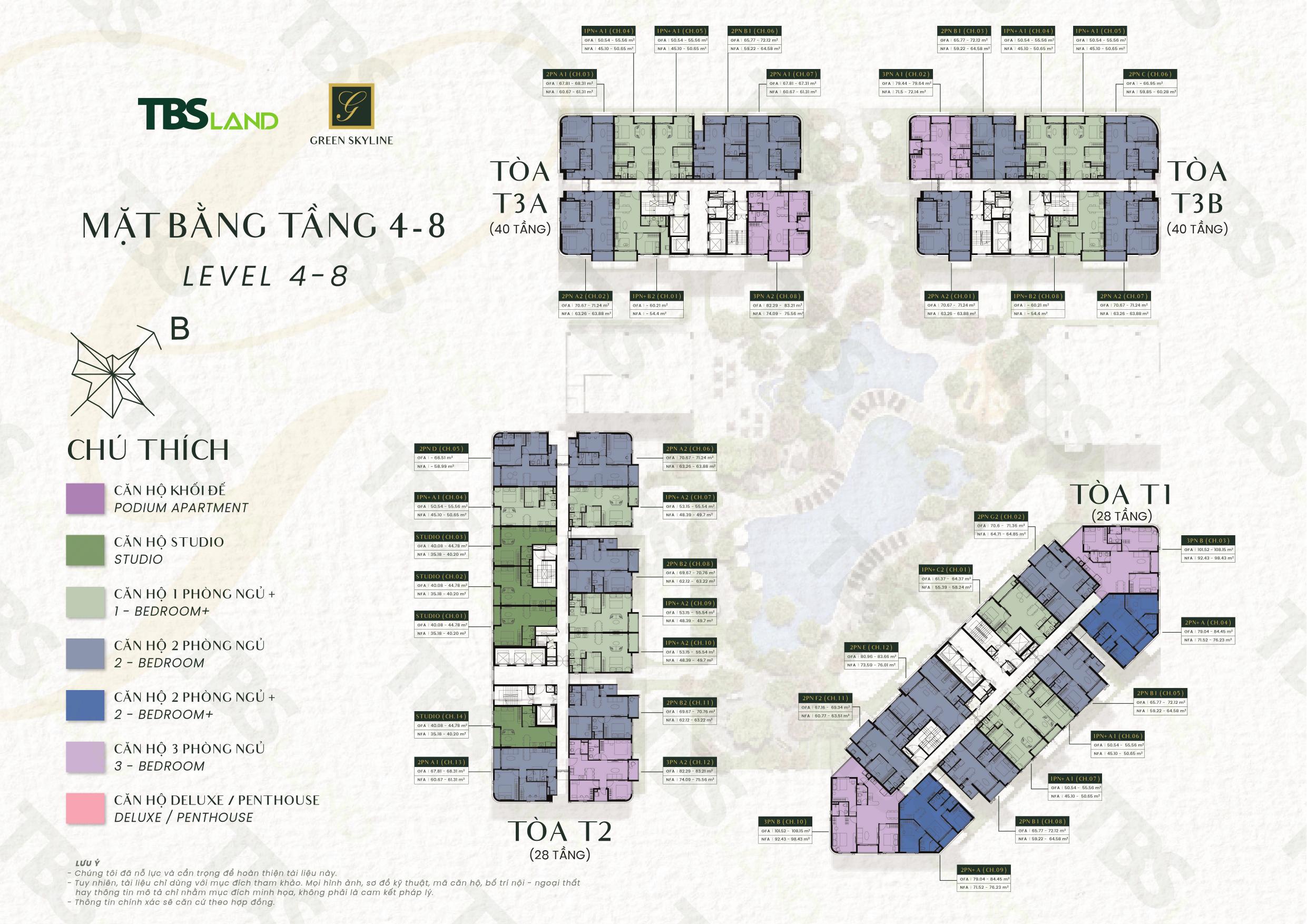 Mặt bằng tầng 4-8 - Green Skyline