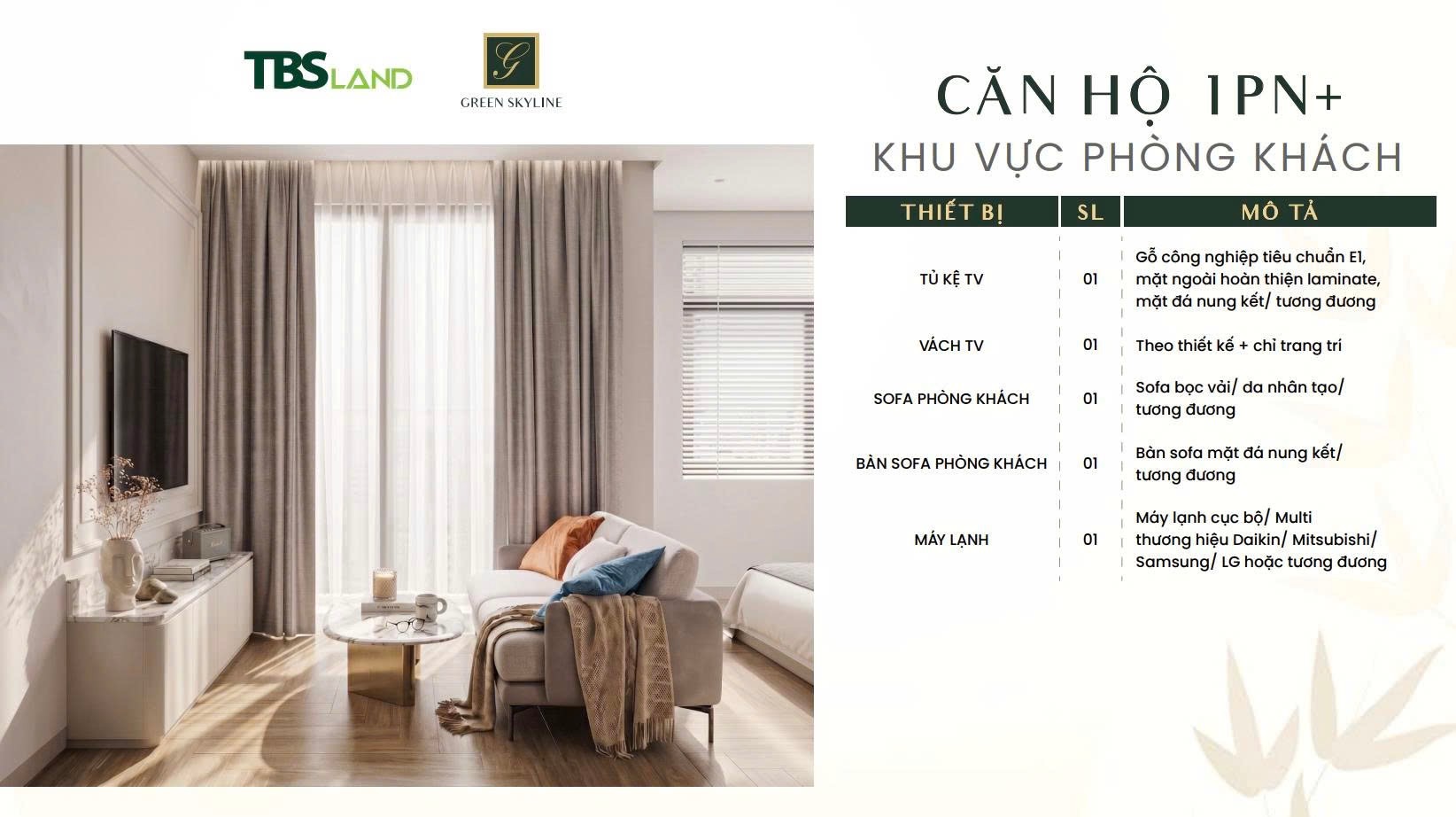 Nội thất 1PN+ bếp và phòng ăn